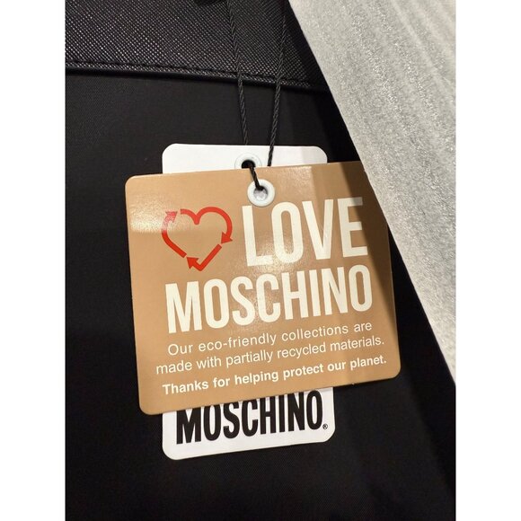 Love Moschino Black Nylon Backpack With Gold Hardware & Multiple Zipper Pockets - Picture 10 of 10